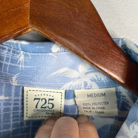 VINTAGE Y2K Men’s Blue Tropical Print Hawaiian Shirt 725 Short Sleeve Size M - Picture 7 of 11